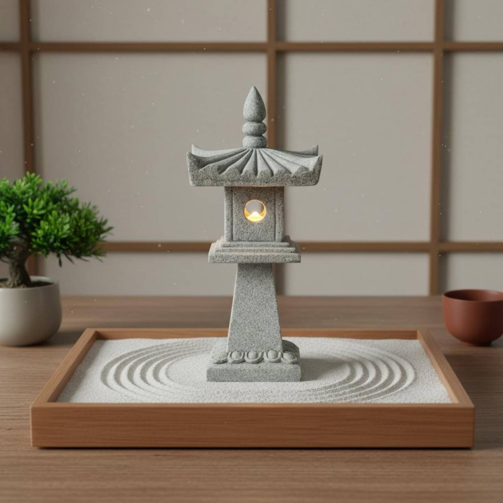 Bonsai Garden Ornaments - Minyatür Taş Fener Antik Görünümlü Bonsai