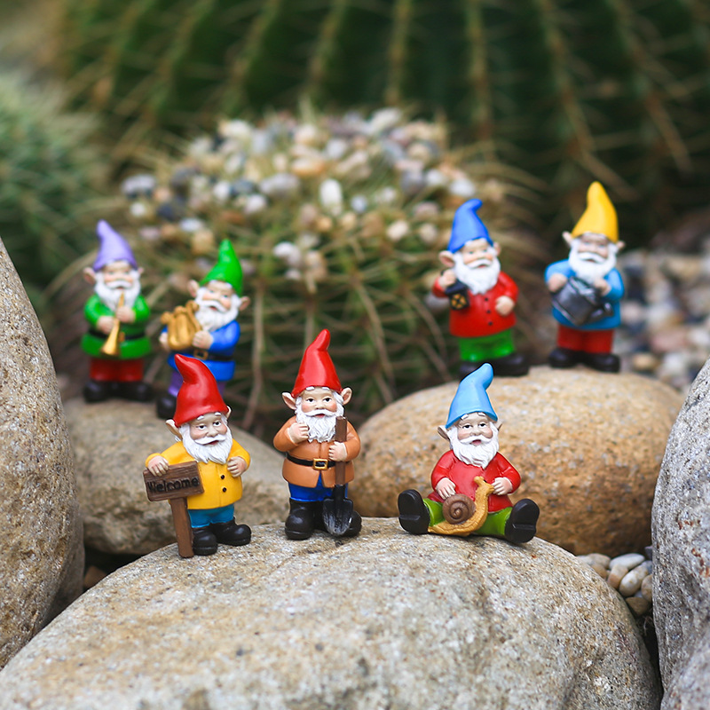 Bonsai Garden Gift - 7 adet/takım minyatür komik Gnome reçine